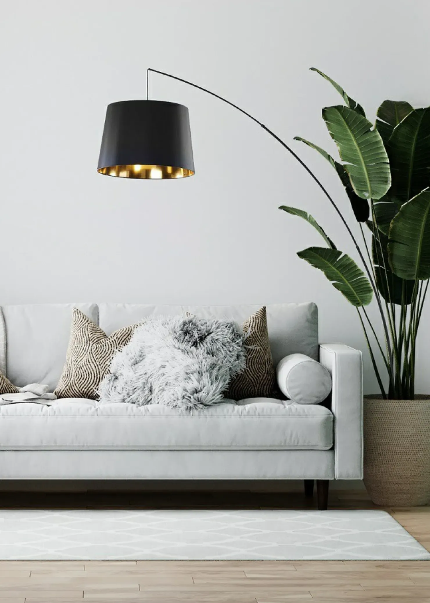 Elegancka lampa stojąca idealna za kanapę w salonie 3066 z serii MANG*Sklep Kaja Online