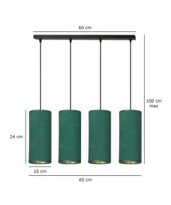 Elegancka lampa wisząca z zielonymi abażurami 1058/4 BENTE | Kaja*Sklep Kaja Hot