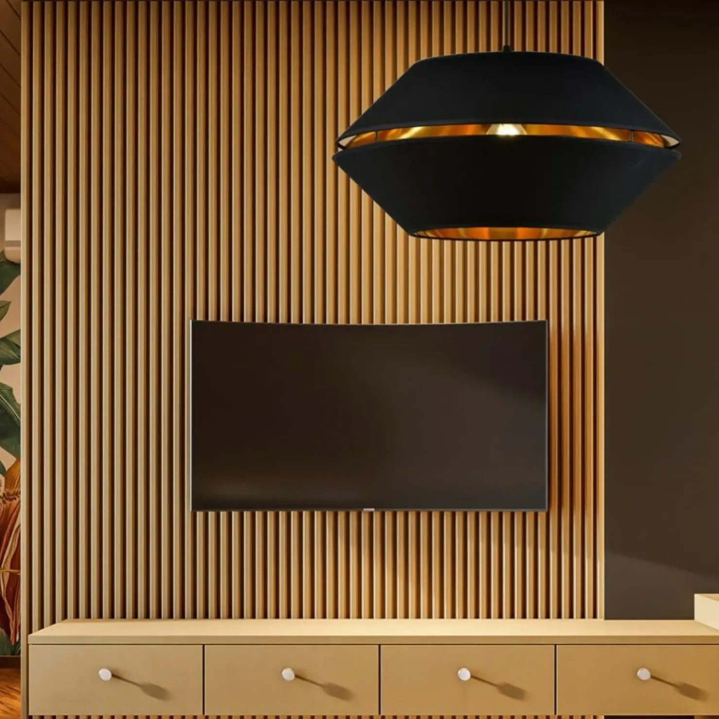 Elegancka lampa wisząca z czarno-złotym abażurem 1183/1 z serii PIANO*Sklep Kaja Best Sale