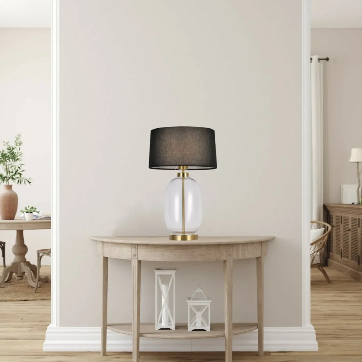 Elegancka, szklana lampka na szafkę nocną LP-919/1T TRANSP AMUR | Kaja*Sklep Kaja Store