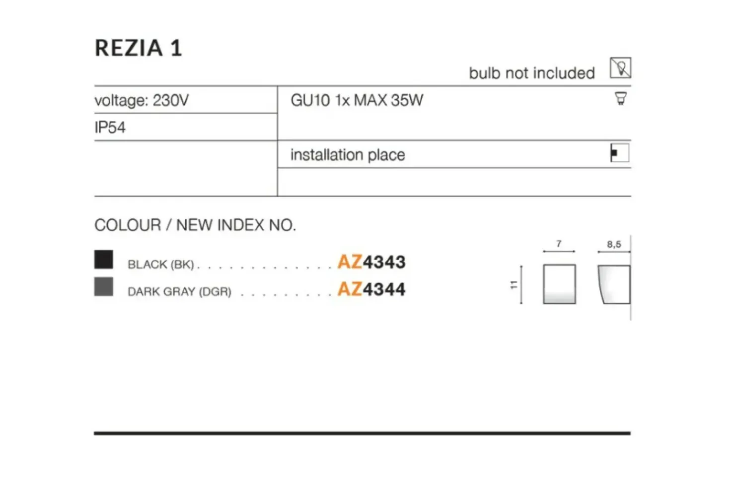 Elewacyjny kinkiet zewnętrzny GU10 AZ4343 REZIA | Kaja*Sklep Kaja New