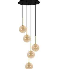Flash Sale Sklep Kaja Finezyjna lampa wisząca z bursztynowymi kloszami K-5561 z serii GALAXY