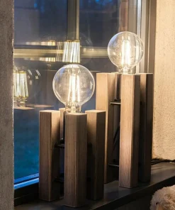 Geometryczna, drewniana lampka nocna bez klosza 108757 LODGE | Kaja*Sklep Kaja Cheap