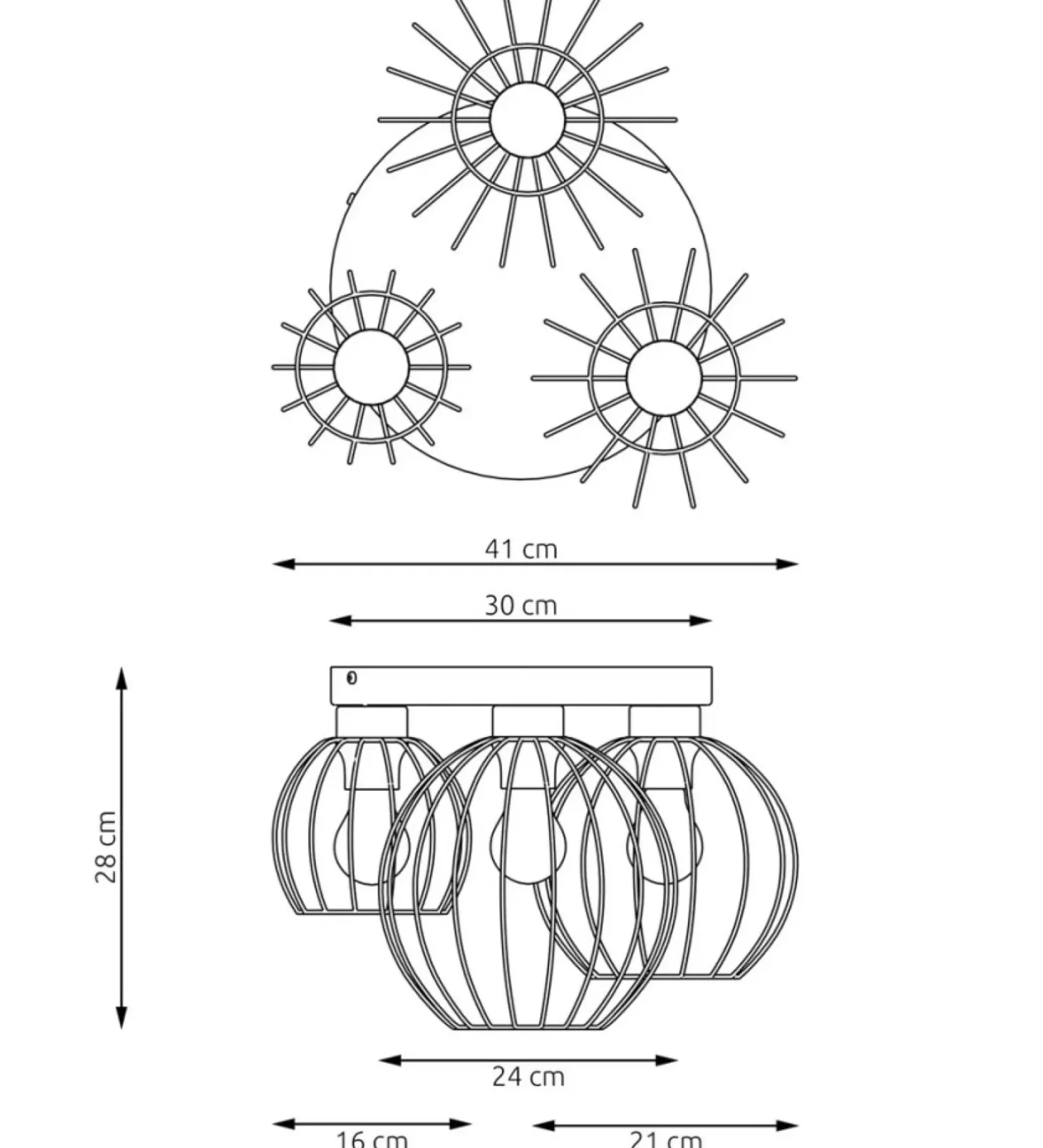 New Sklep Kaja Industrialna lampa sufitowa ze złotą ozdobą 1370/3PREM z serii NEST
