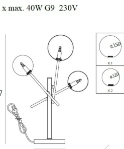 Industrialna, potrójna lampka stołowa MX T0043 LOLLIPOP | Kaja*Sklep Kaja New