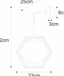 Kinkiet z kloszem w czarnej geometrycznej ramce K-4789 | Kaja*Sklep Kaja Fashion