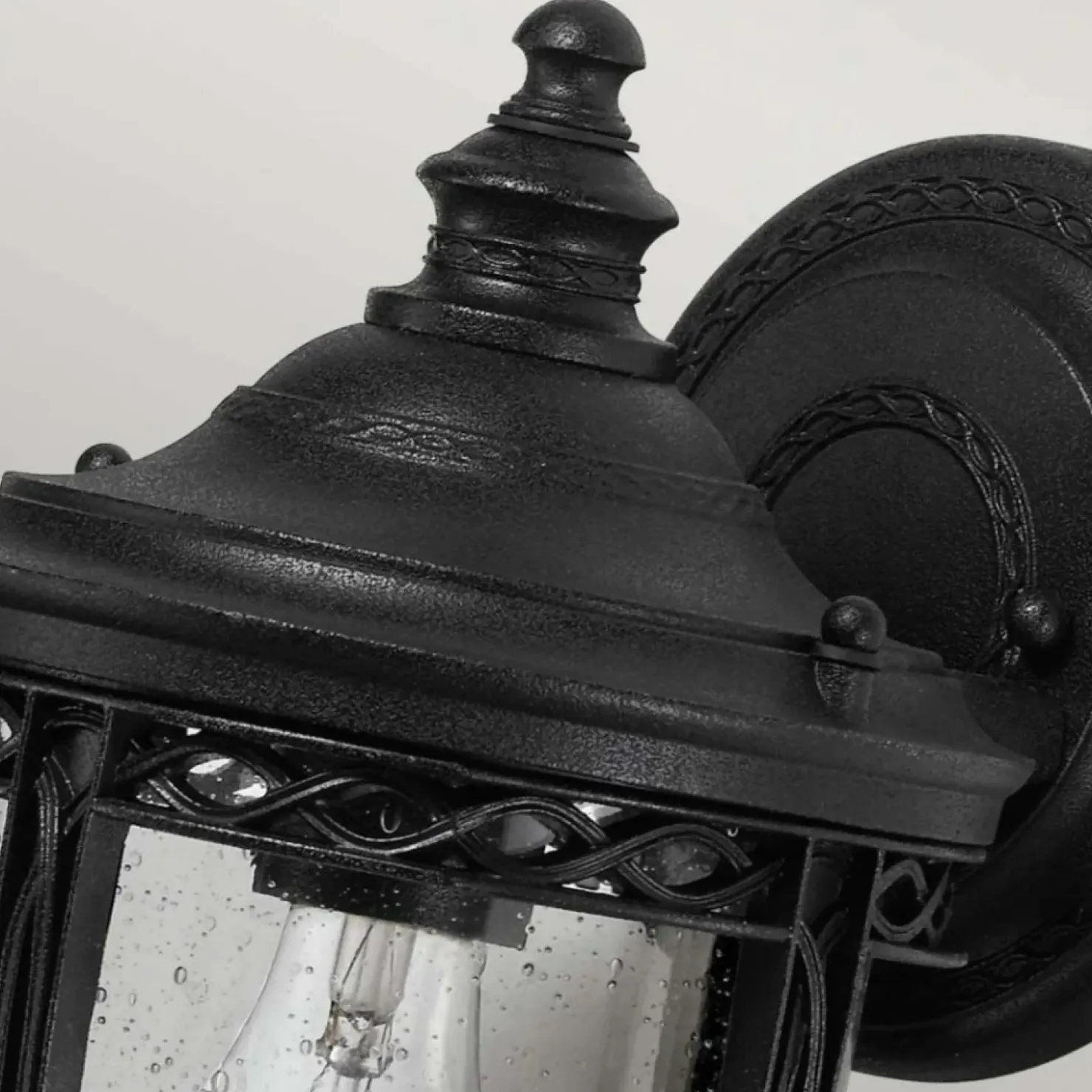 Kinkiet z ozdobnym szkłem FE-EB2-S-BLK z serii ENGLISH BRIDLE*Sklep Kaja New