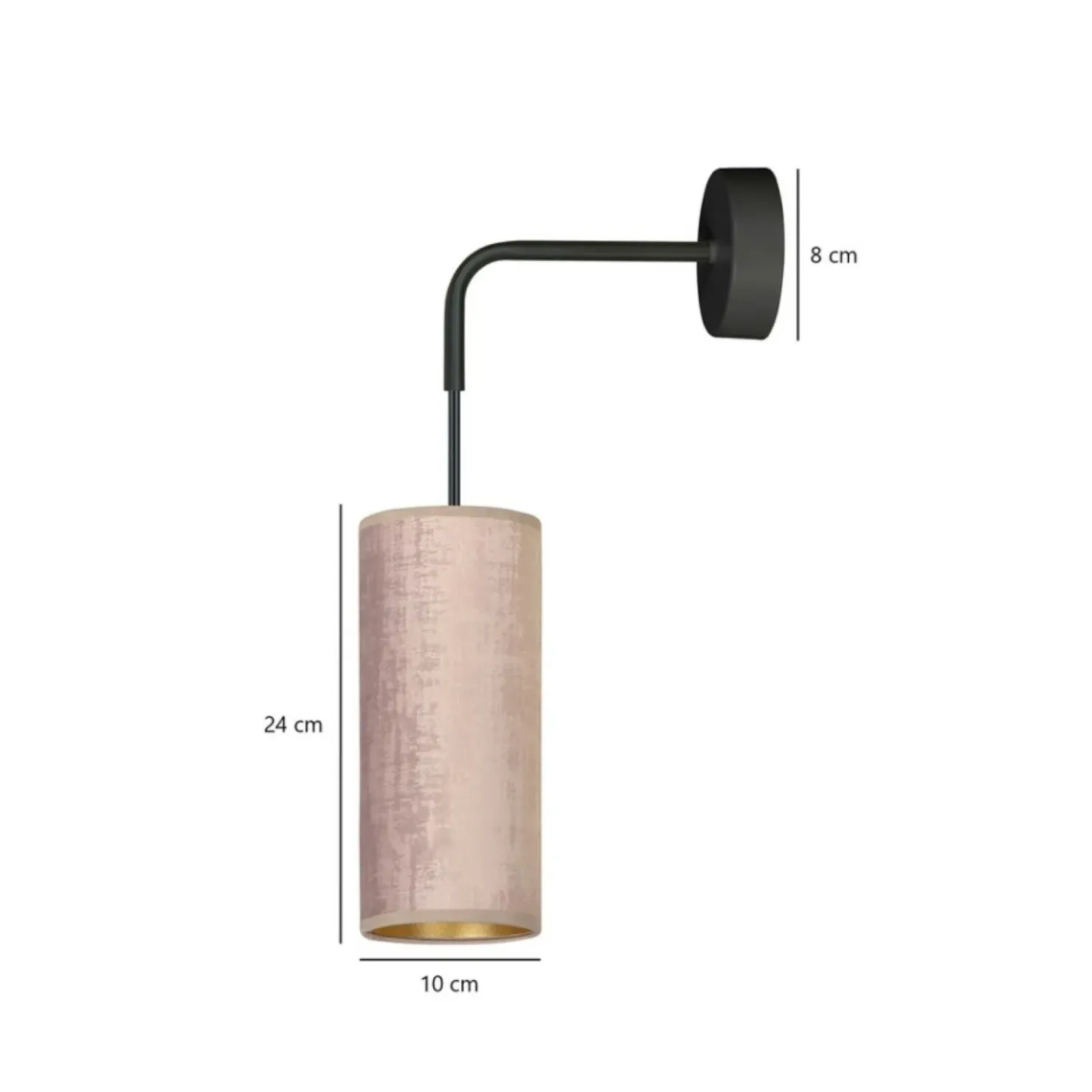Kinkiet z różowo-złotym abażurem, do sypialni 1061/K1 BENTE | Kaja*Sklep Kaja Store