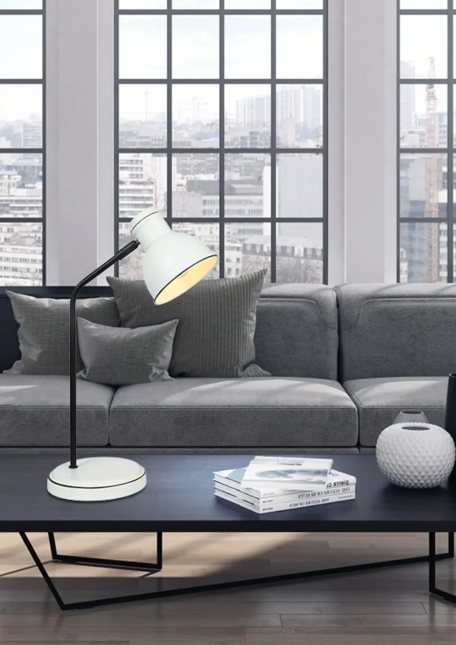 Klasyczna, biało-czarna lampka biurkowa 41-72078 z serii ZUMBA | Kaja*Sklep Kaja Flash Sale