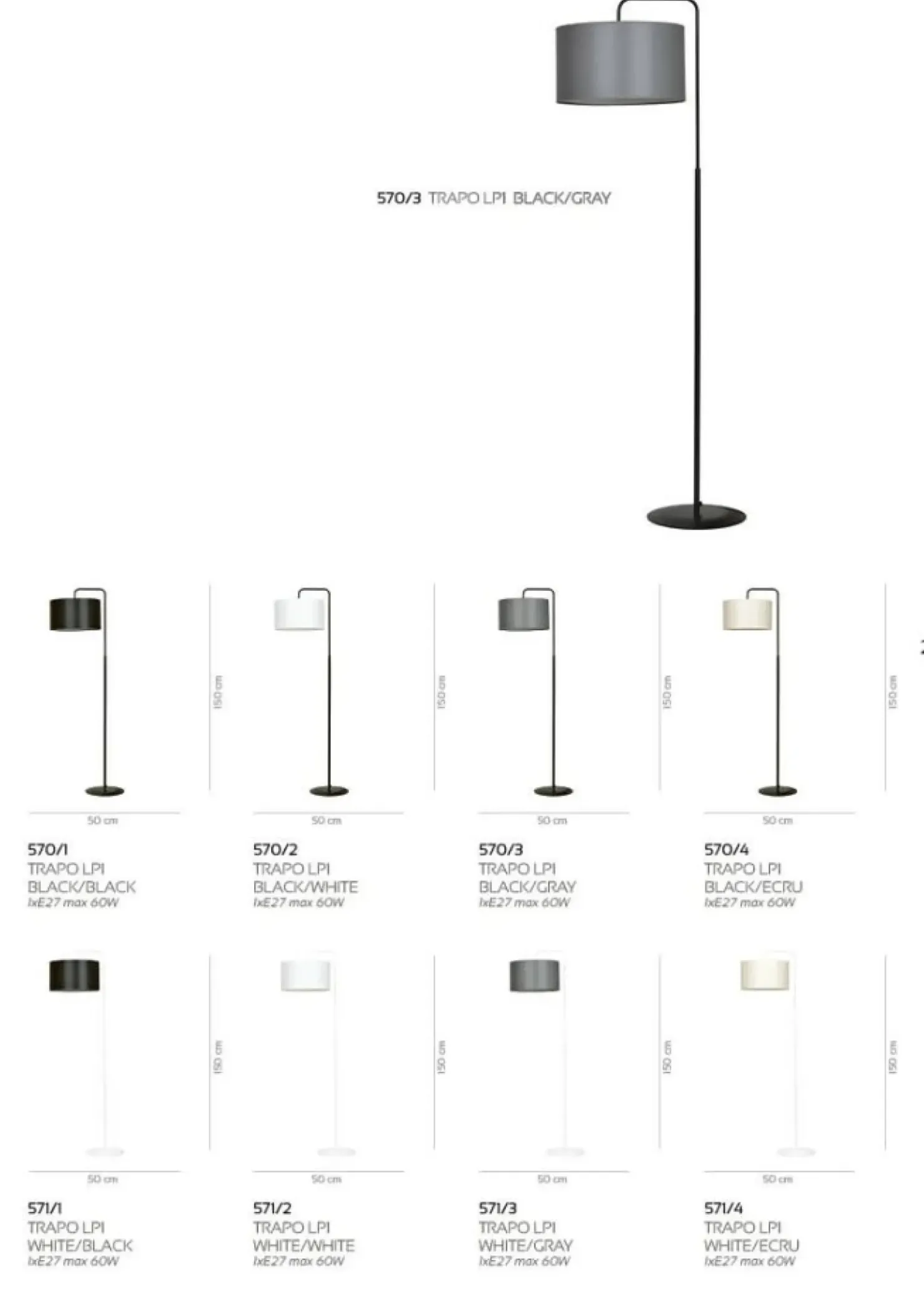 Klasyczna lampa podłogowa z abażurem 570/1 TRAPO | Kaja Oświetlenie*Sklep Kaja Fashion