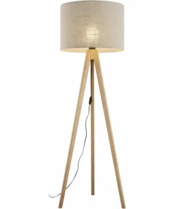 Klasyczna lampa stojąca, trójnóg z lnem TK 16021 GRAND SOSNA | Kaja*Sklep Kaja Outlet