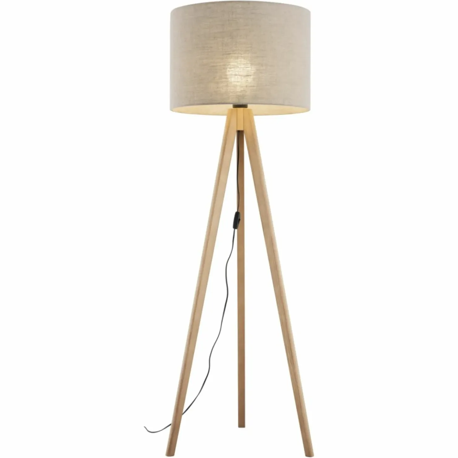 Klasyczna lampa stojąca, trójnóg z lnem TK 16021 GRAND SOSNA | Kaja*Sklep Kaja Outlet