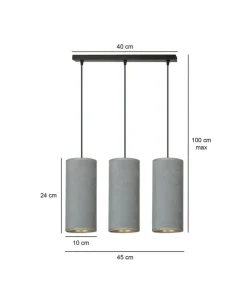 Klasyczna lampa wisząca z szarymi abażurami 1060/3 BENTE | Kaja*Sklep Kaja Clearance