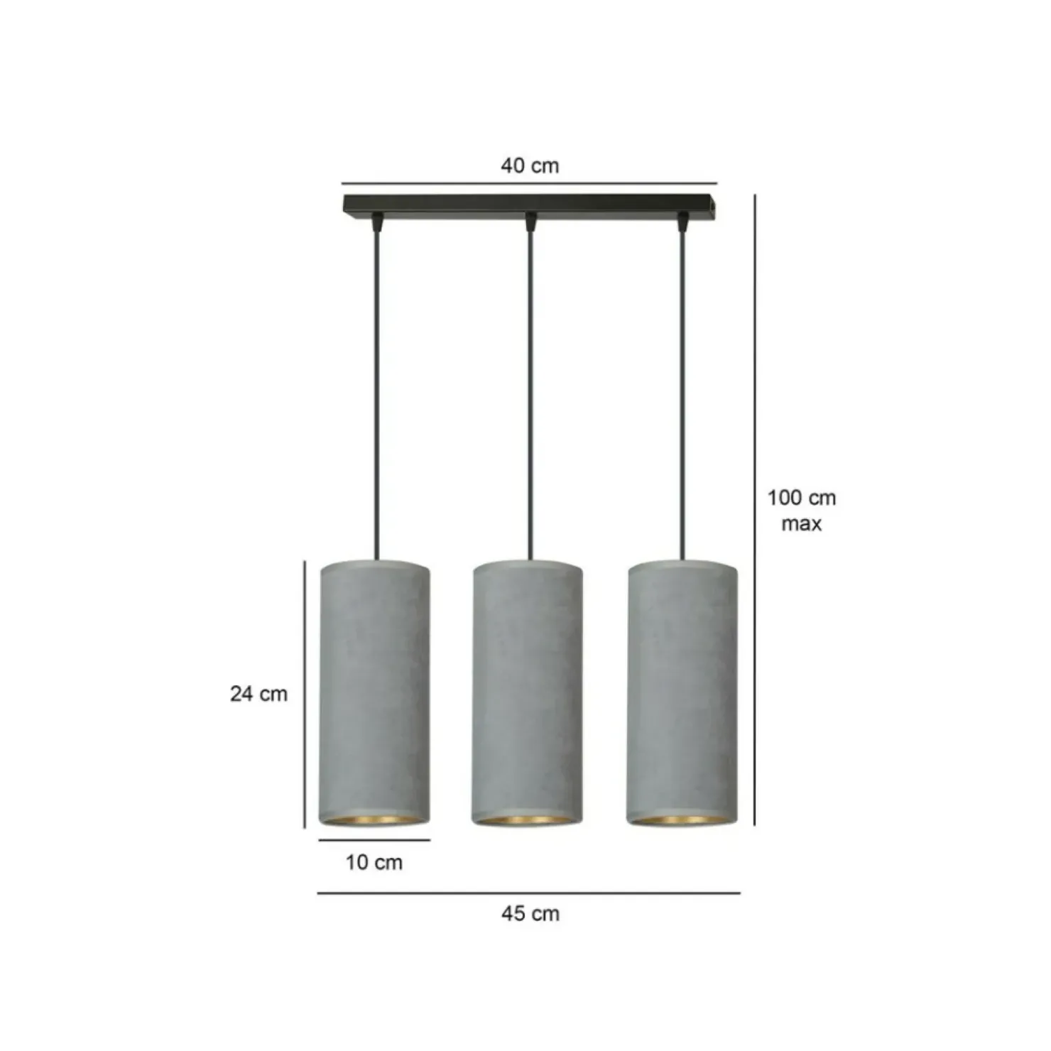 Klasyczna lampa wisząca z szarymi abażurami 1060/3 BENTE | Kaja*Sklep Kaja Clearance