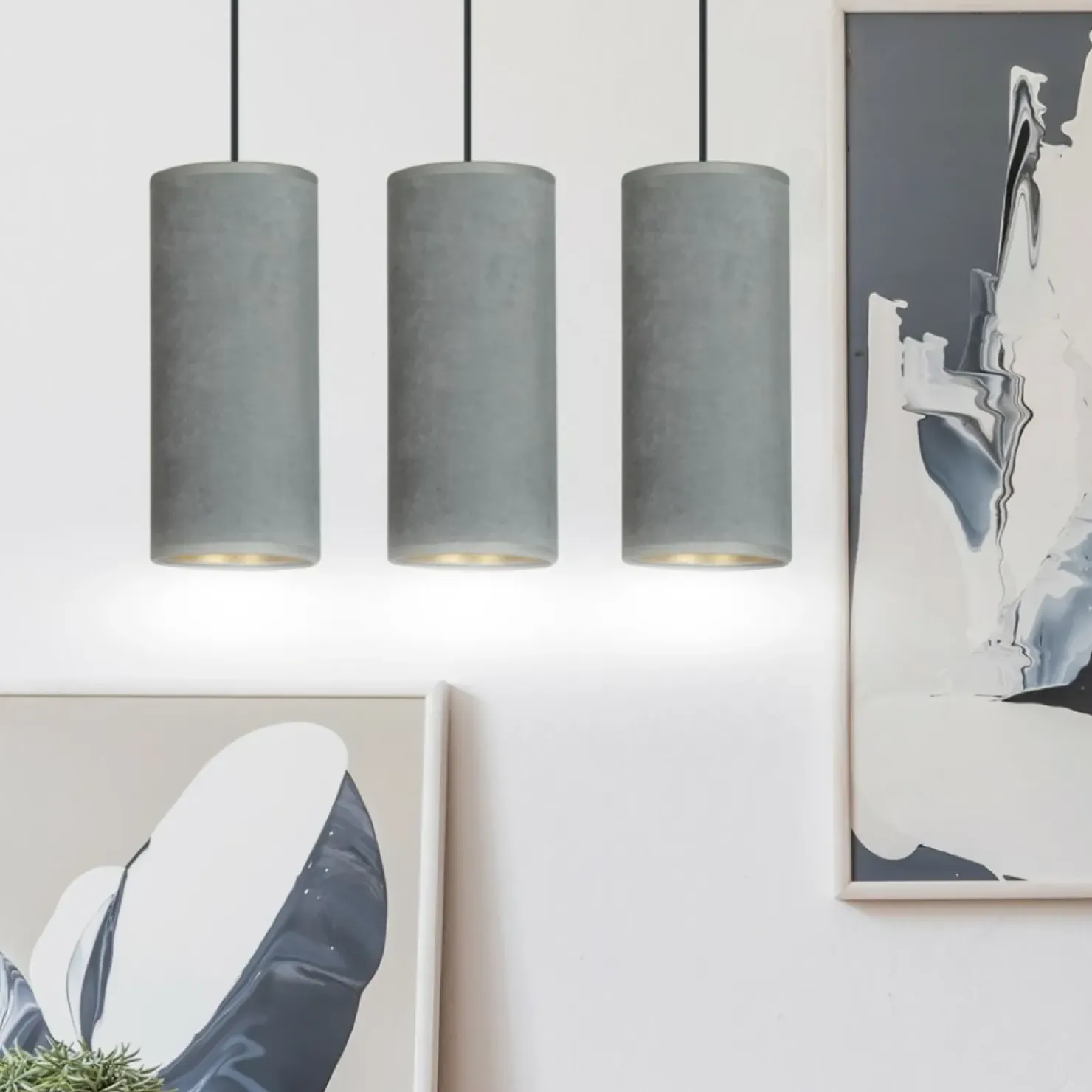 Klasyczna lampa wisząca z szarymi abażurami 1060/3 BENTE | Kaja*Sklep Kaja Clearance