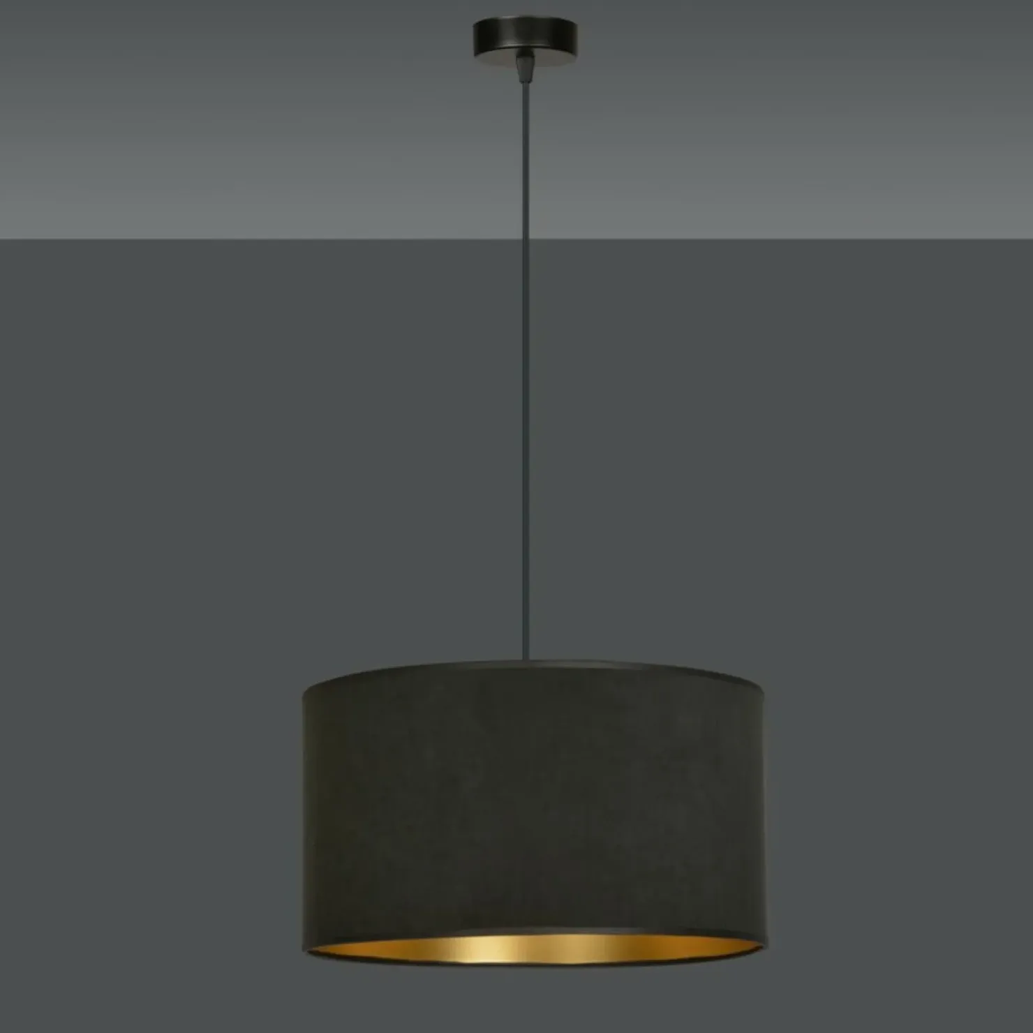 Klasyczna lampa wisząca z czarno-złotym abażurem 1054/1 HILDE | Kaja*Sklep Kaja Best Sale