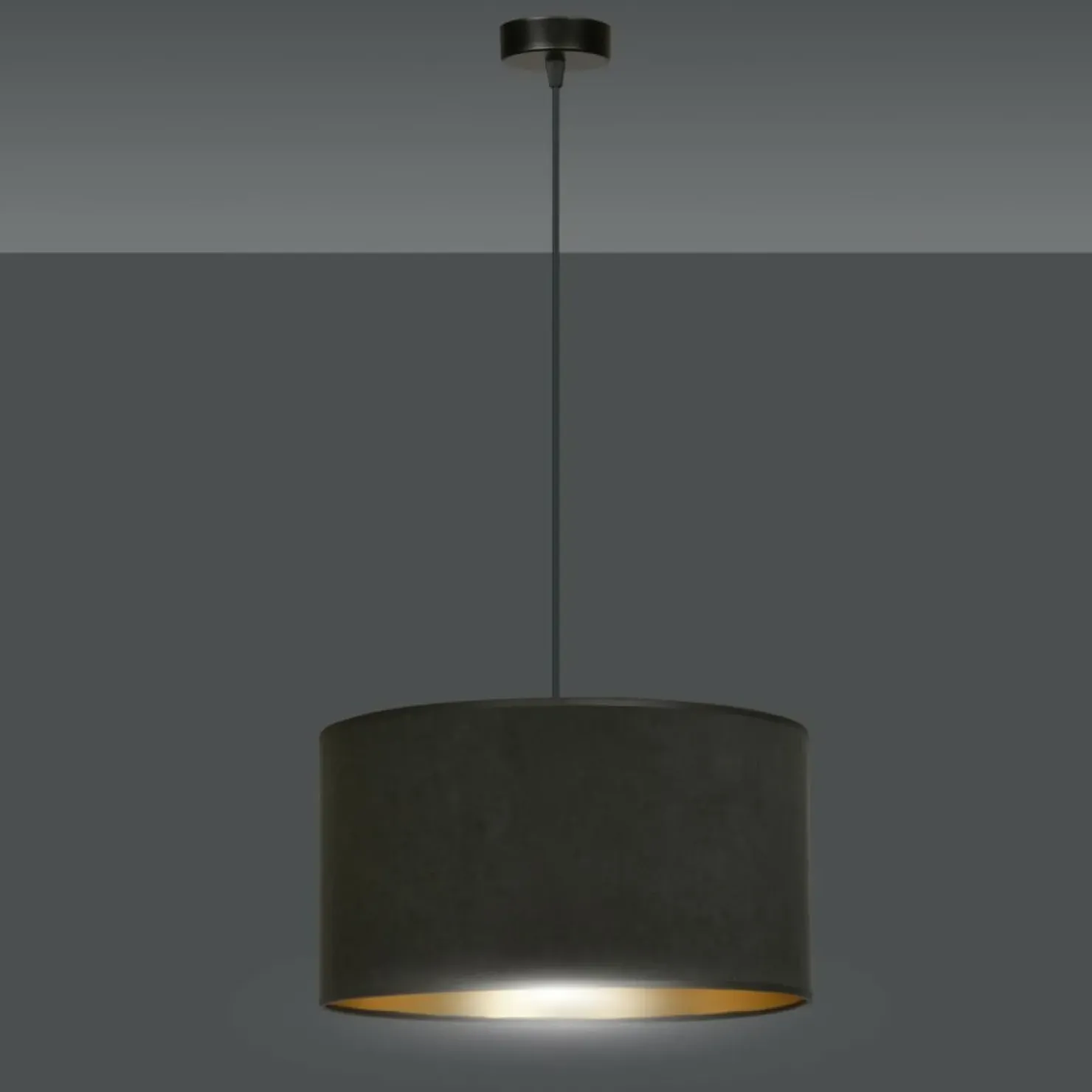 Klasyczna lampa wisząca z czarno-złotym abażurem 1054/1 HILDE | Kaja*Sklep Kaja Best Sale