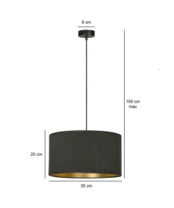 Klasyczna lampa wisząca z czarno-złotym abażurem 1054/1 HILDE | Kaja*Sklep Kaja Best Sale