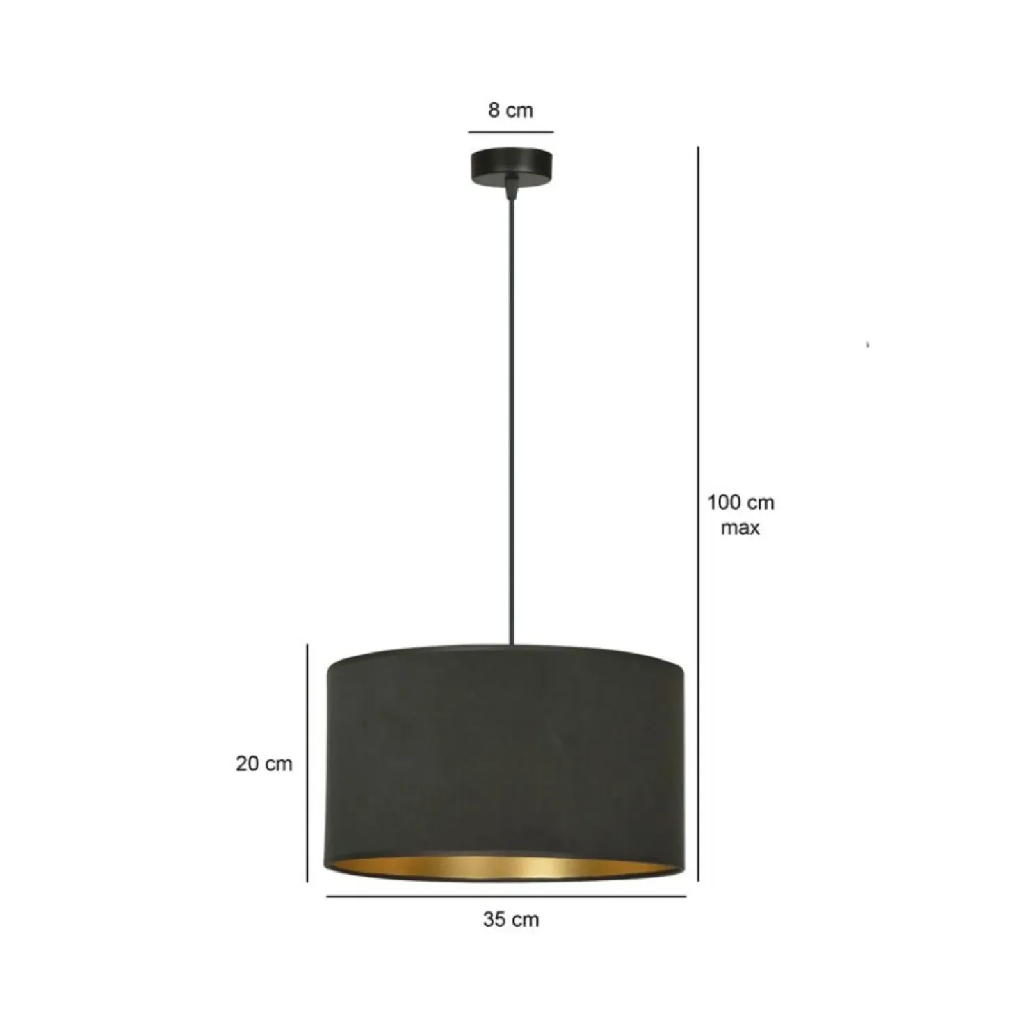 Klasyczna lampa wisząca z czarno-złotym abażurem 1054/1 HILDE | Kaja*Sklep Kaja Best Sale