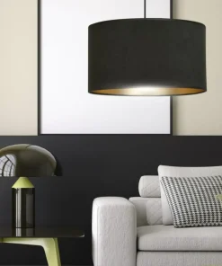 Klasyczna lampa wisząca z czarno-złotym abażurem 1054/1 HILDE | Kaja*Sklep Kaja Best Sale