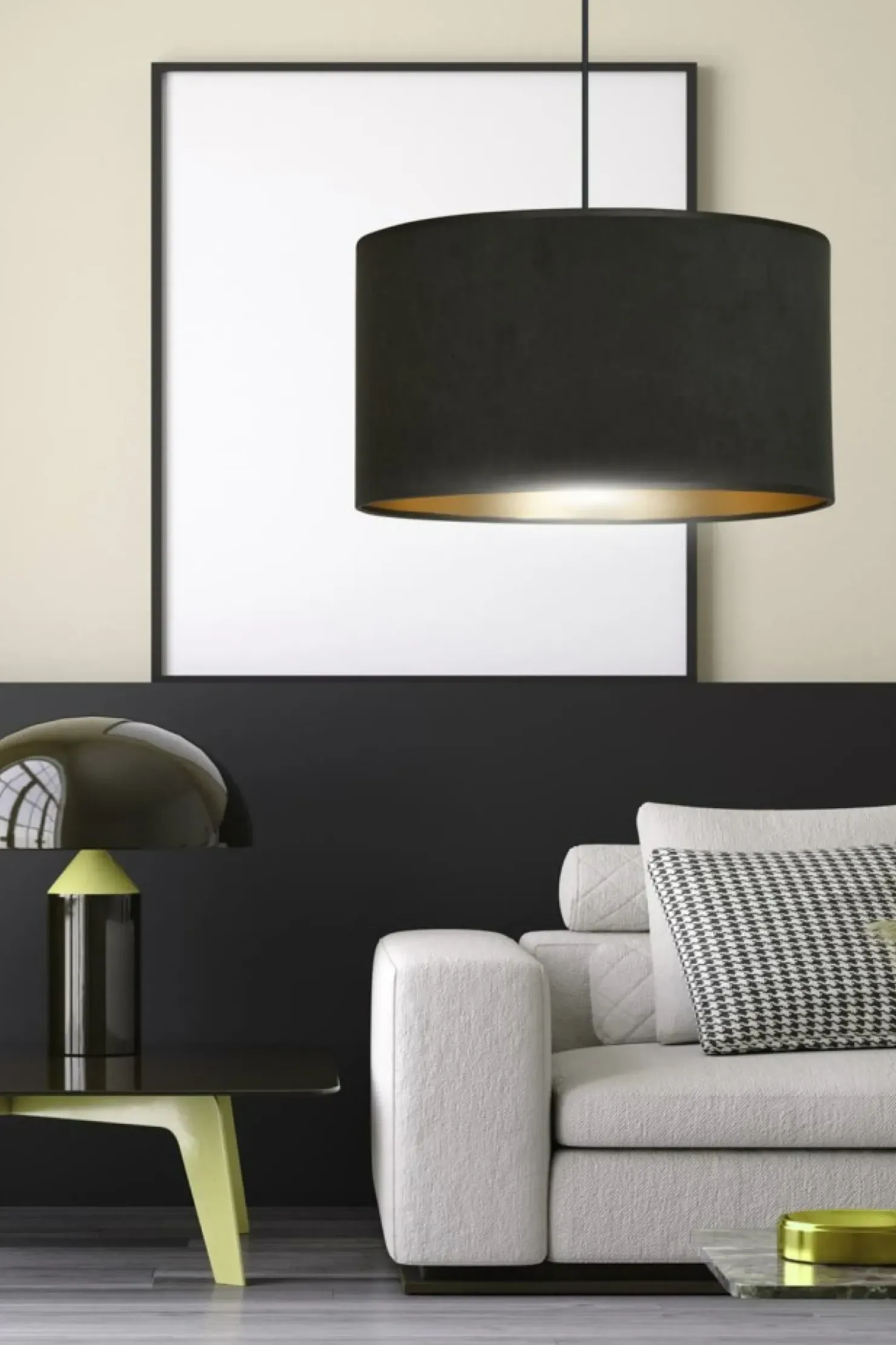 Klasyczna lampa wisząca z czarno-złotym abażurem 1054/1 HILDE | Kaja*Sklep Kaja Best Sale