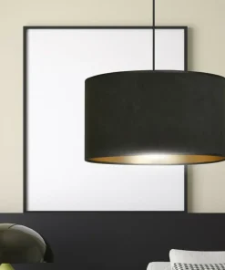 Klasyczna lampa wisząca z czarno-złotym abażurem 1054/1 HILDE | Kaja*Sklep Kaja Best Sale