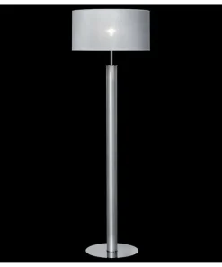 Klasyczna, srebrna lampa podłogowa z abażurem 67549 NODO | Kaja*Sklep Kaja Discount