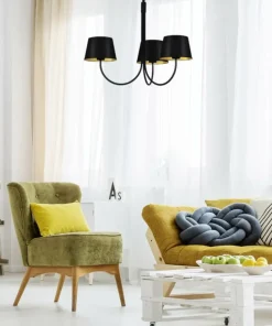 Klasyczny żyrandol z czarno-złotymi abażurami K-4335 | Kaja*Sklep Kaja Outlet
