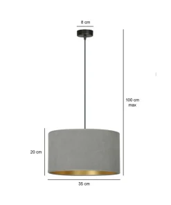 Klasyczny żyrandol z szaro-złotym abażurem 1050/1 HILDE | Kaja*Sklep Kaja Cheap