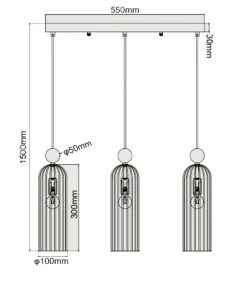 Clearance Sklep Kaja Klimatyczna lampa wisząca nad stół LP-939/3L SMOKED z serii PIEGA