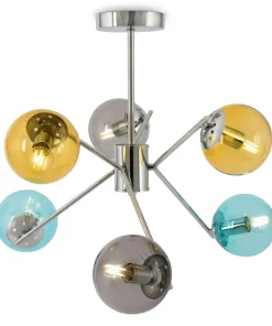 Store Sklep Kaja Kolorowa lampa wisząca, z kloszami kulkami MOD139PL-06CH z serii NANCY chrom