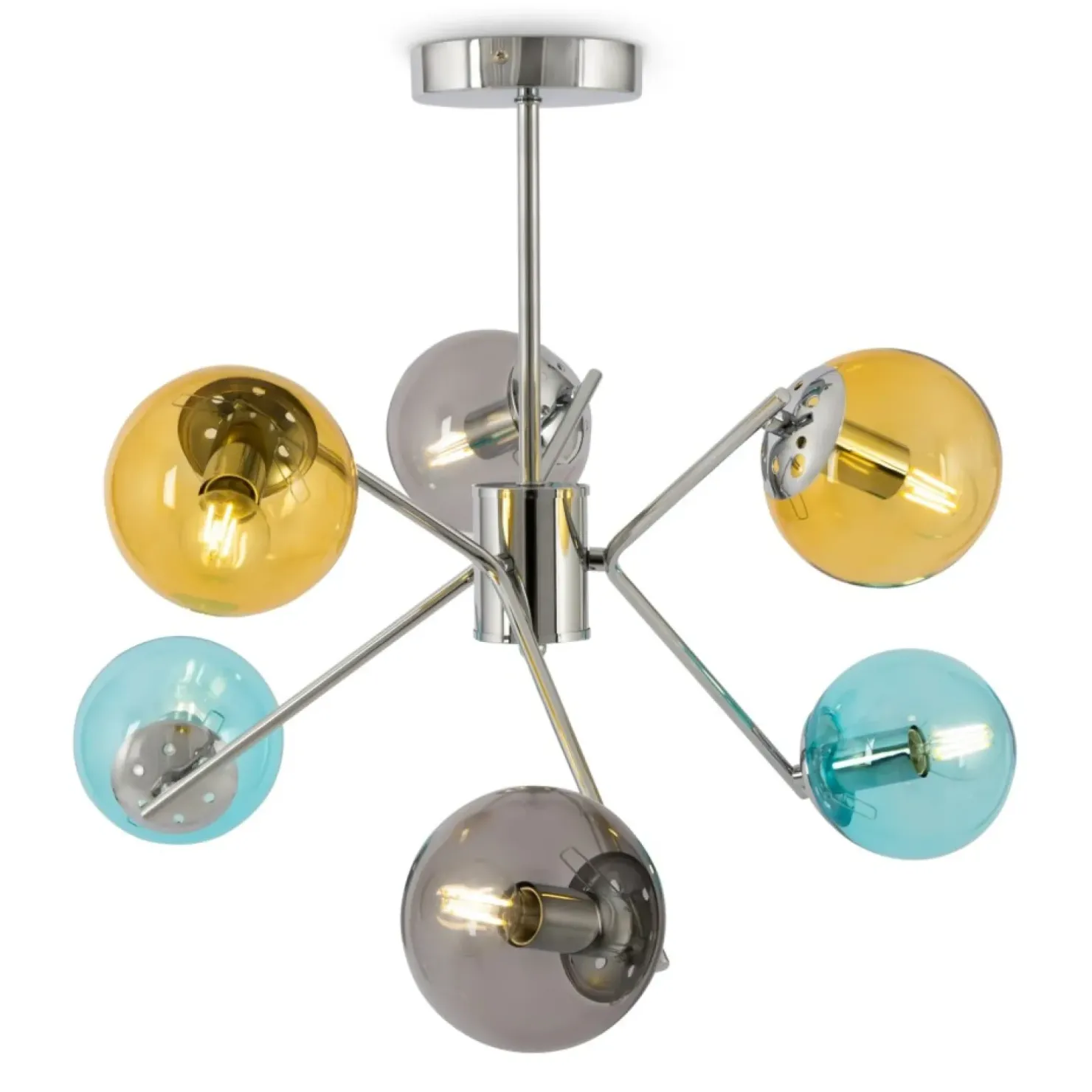 Store Sklep Kaja Kolorowa lampa wisząca, z kloszami kulkami MOD139PL-06CH z serii NANCY chrom