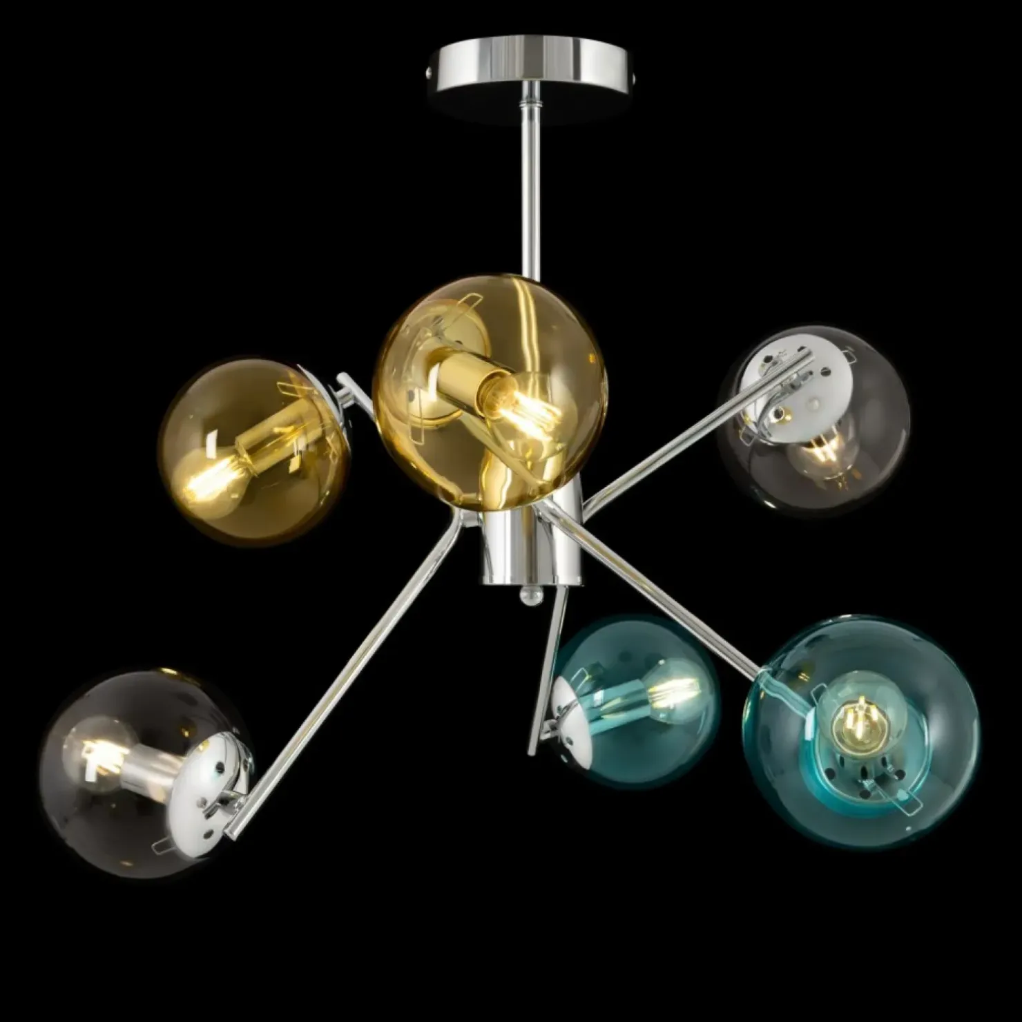 Store Sklep Kaja Kolorowa lampa wisząca, z kloszami kulkami MOD139PL-06CH z serii NANCY chrom