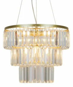 Fashion Sklep Kaja Kryształowa lampa wisząca do salonu P17127-4-1GD TIFANNY | Kaja