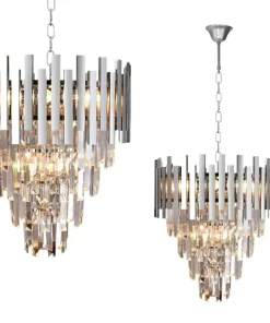 Best Sklep Kaja Kryształowa lampa wisząca, srebrny łańcuch ML5997 ASPEN II | Kaja
