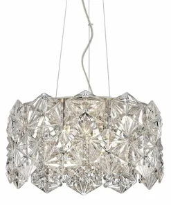 Clearance Sklep Kaja Kryształowa, srebrna lampa do salonu P0534-05C-F4AC DAVI | Kaja