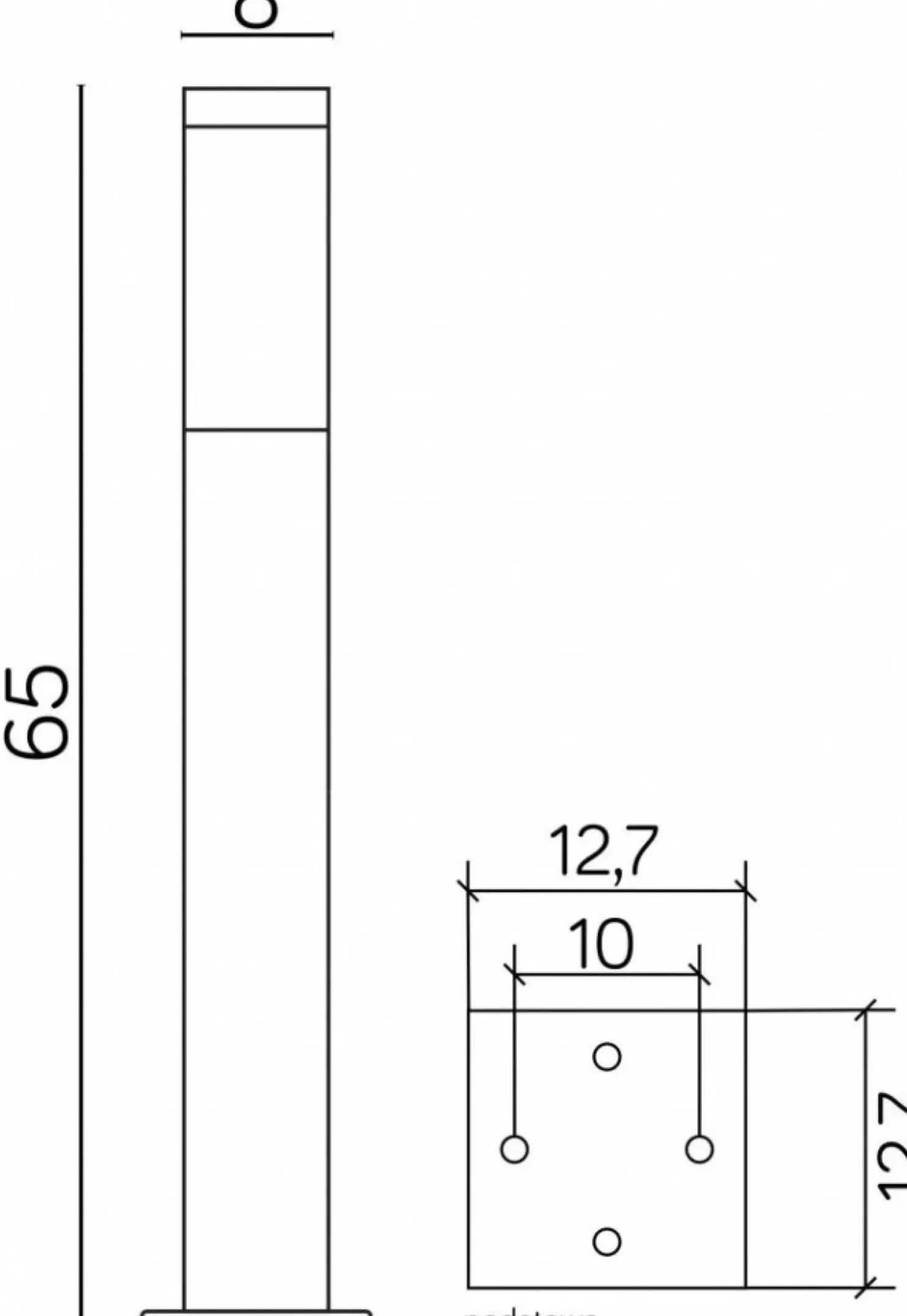 Kwadratowa lampa stojąca, wys. 65cm SS802-650 BL z serii INOX KWADRAT | Kaja Ośw*Sklep Kaja Online
