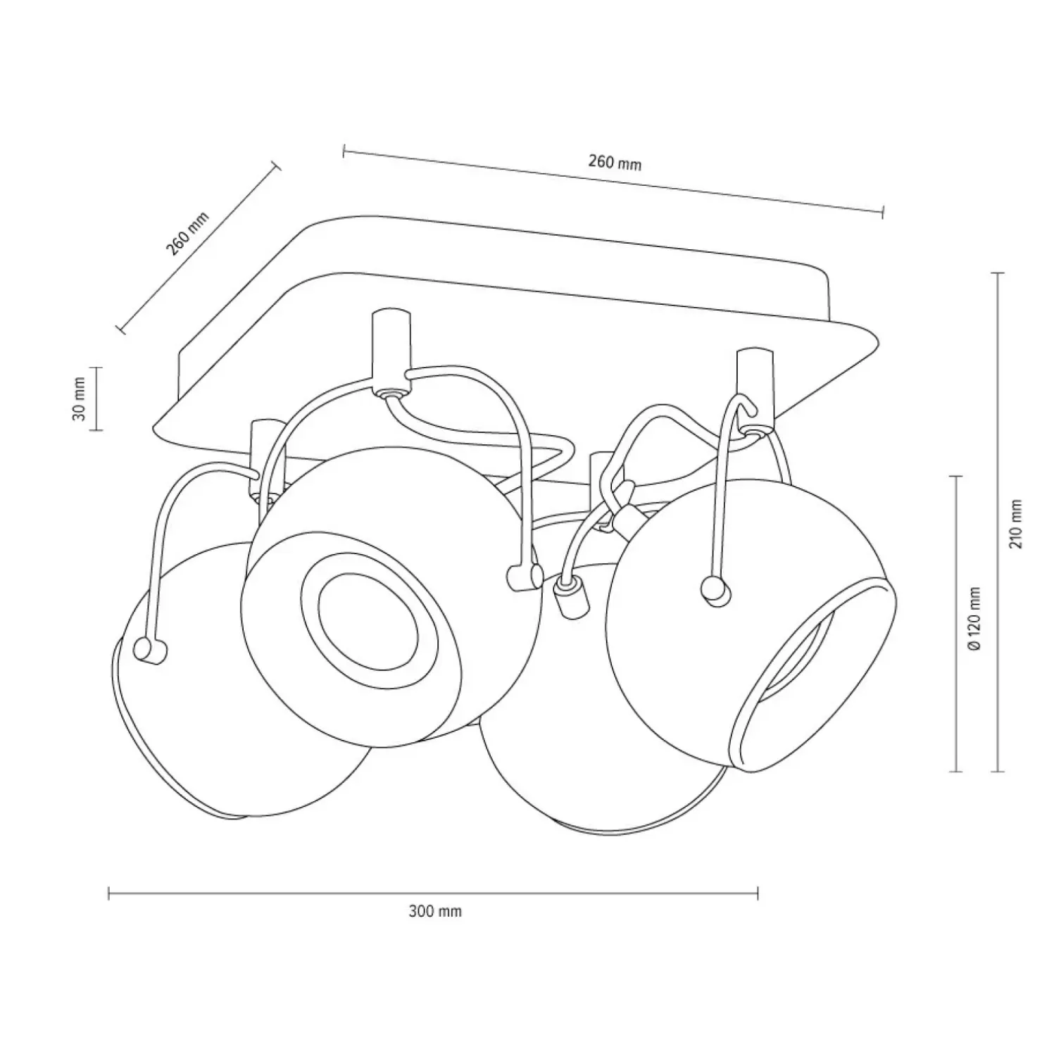 Discount Sklep Kaja Kwadratowa lampa sufitowa z kulistymi spotami 5109487 BALL | Kaja