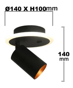 Lampa ścienna z dwoma światłami LED+GU10 LP-0612/1WS BK PARMA | Kaja*Sklep Kaja Store