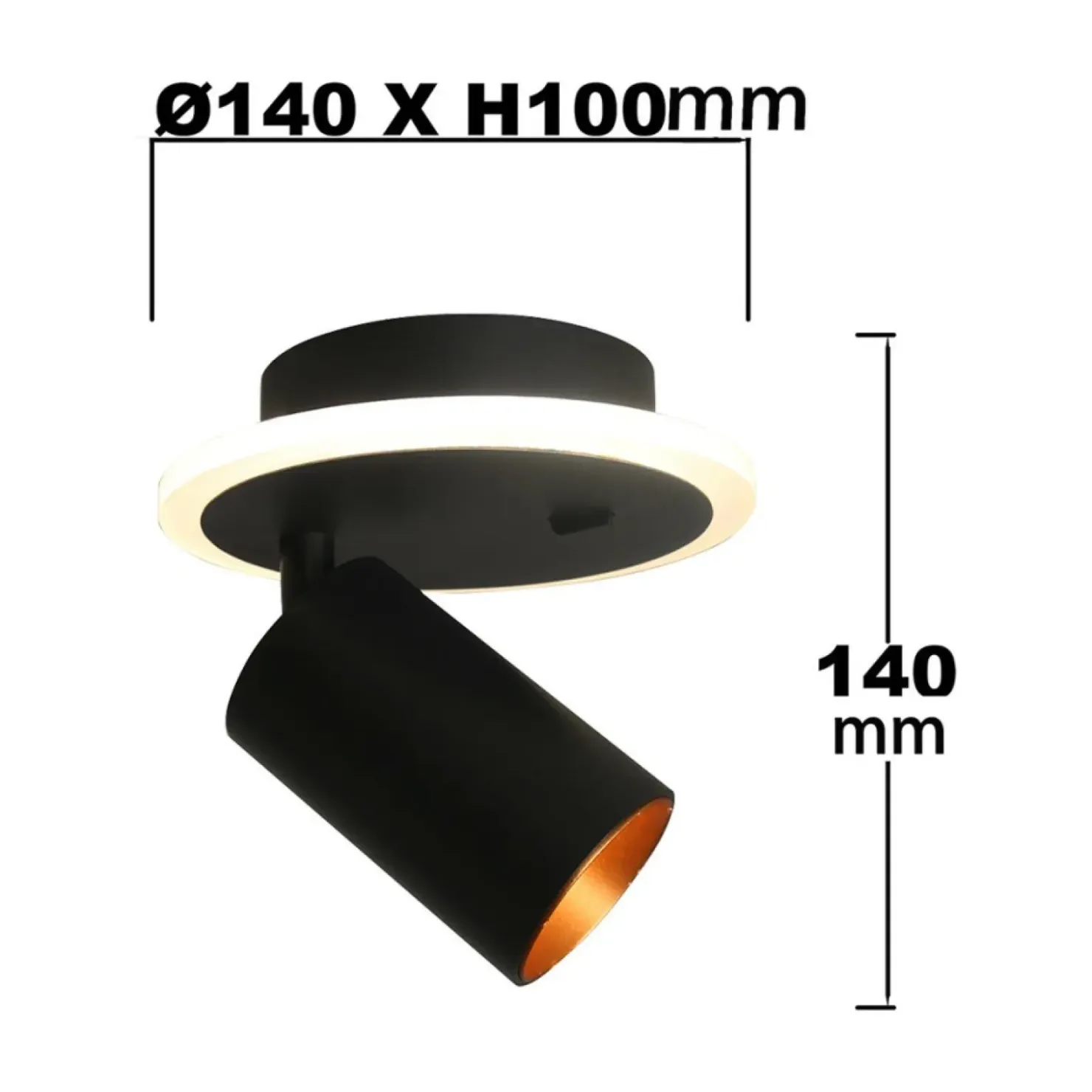 Lampa ścienna z dwoma światłami LED+GU10 LP-0612/1WS BK PARMA | Kaja*Sklep Kaja Store