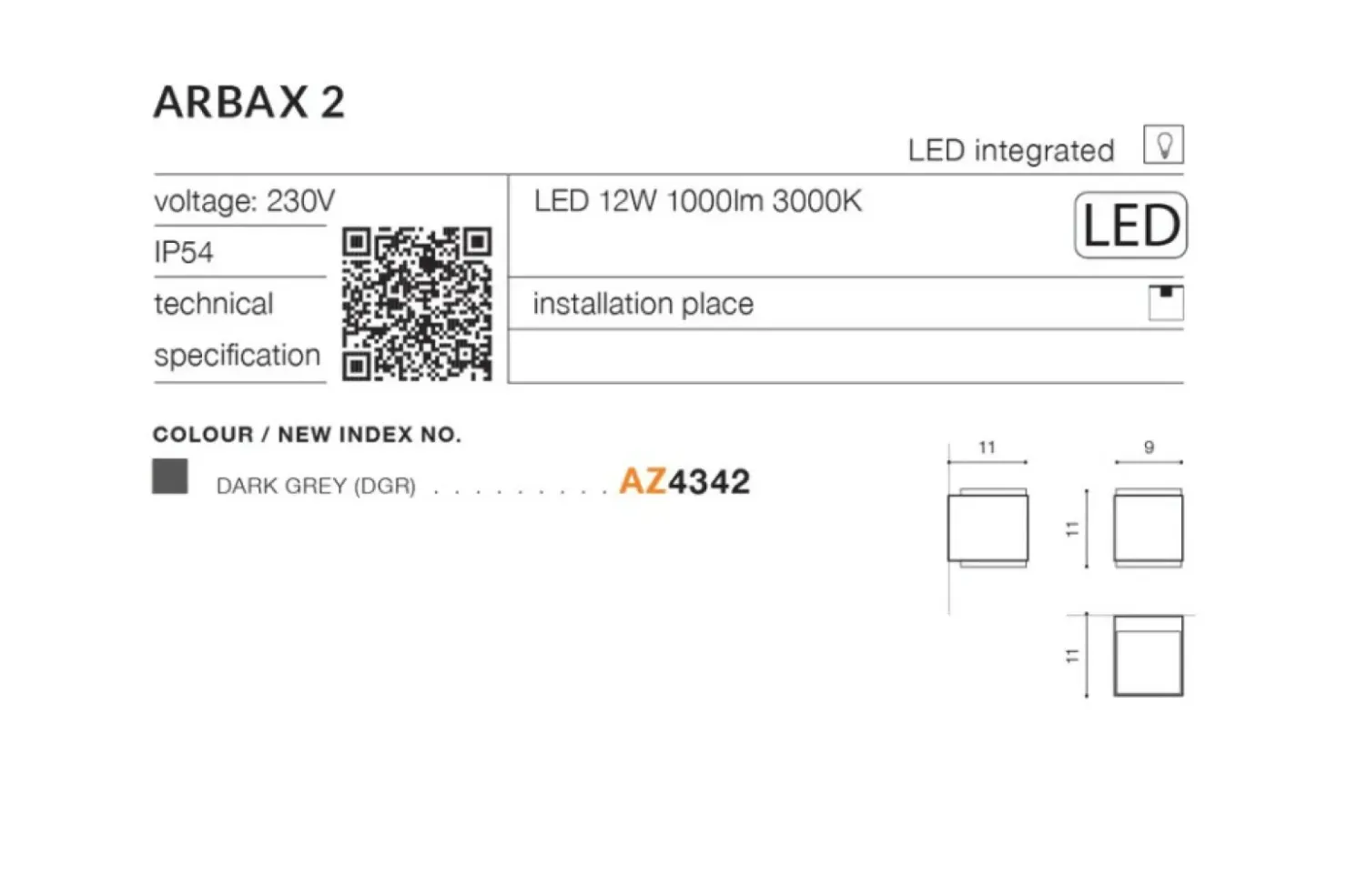 Lampa ścienna zewnętrzna elewacyjna LED AZ4342 ARBAX | Kaja*Sklep Kaja Discount