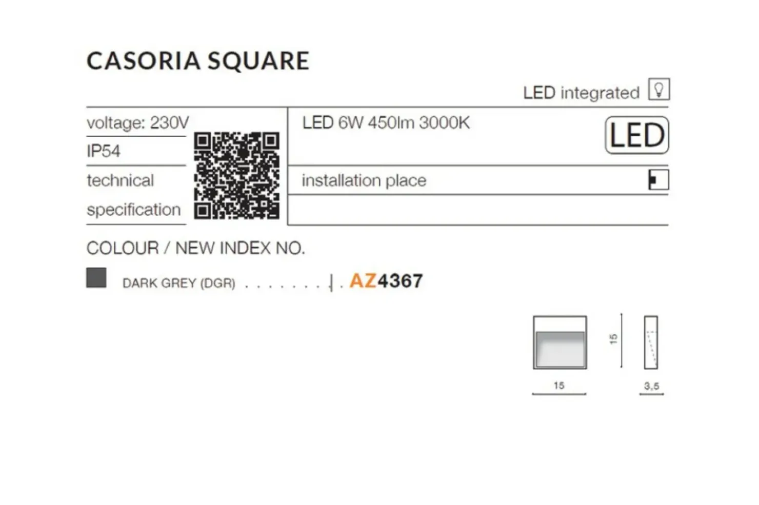 Lampa ścienna zewnętrzna schodowa LED AZ4367 CASORIA | Kaja*Sklep Kaja New
