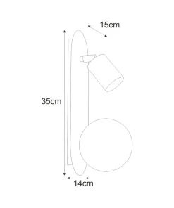 Lampa kinkiet ścienny z kloszem i reflektorem K-5480 z serii ARIES*Sklep Kaja Best Sale