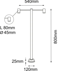 Lampa ogrodowa z dwoma ramionami 80cm ANT 9922 NISEKO | Kaja*Sklep Kaja Sale