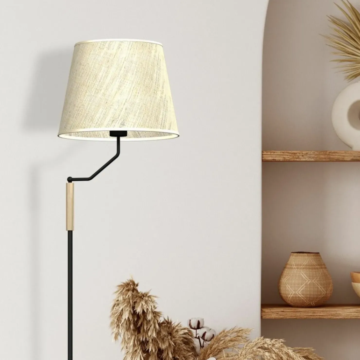 Lampa podłogowa z abażurem, dla czytelnika MLP7279 z serii ETNA | Kaja Oświetlen*Sklep Kaja Cheap