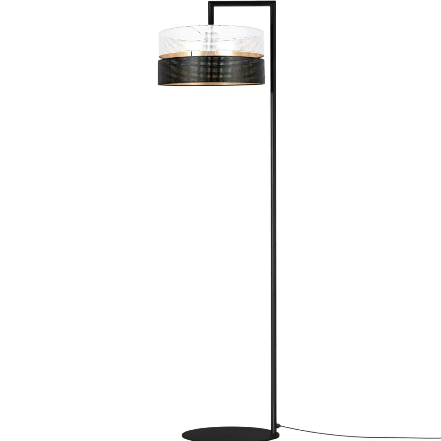 Lampa podłogowa z czarno-białym abażurem, do salonu K-5295 z serii VEGA*Sklep Kaja Online