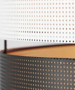 Lampa podłogowa z czarno-białym abażurem, do salonu K-5295 z serii VEGA*Sklep Kaja Online