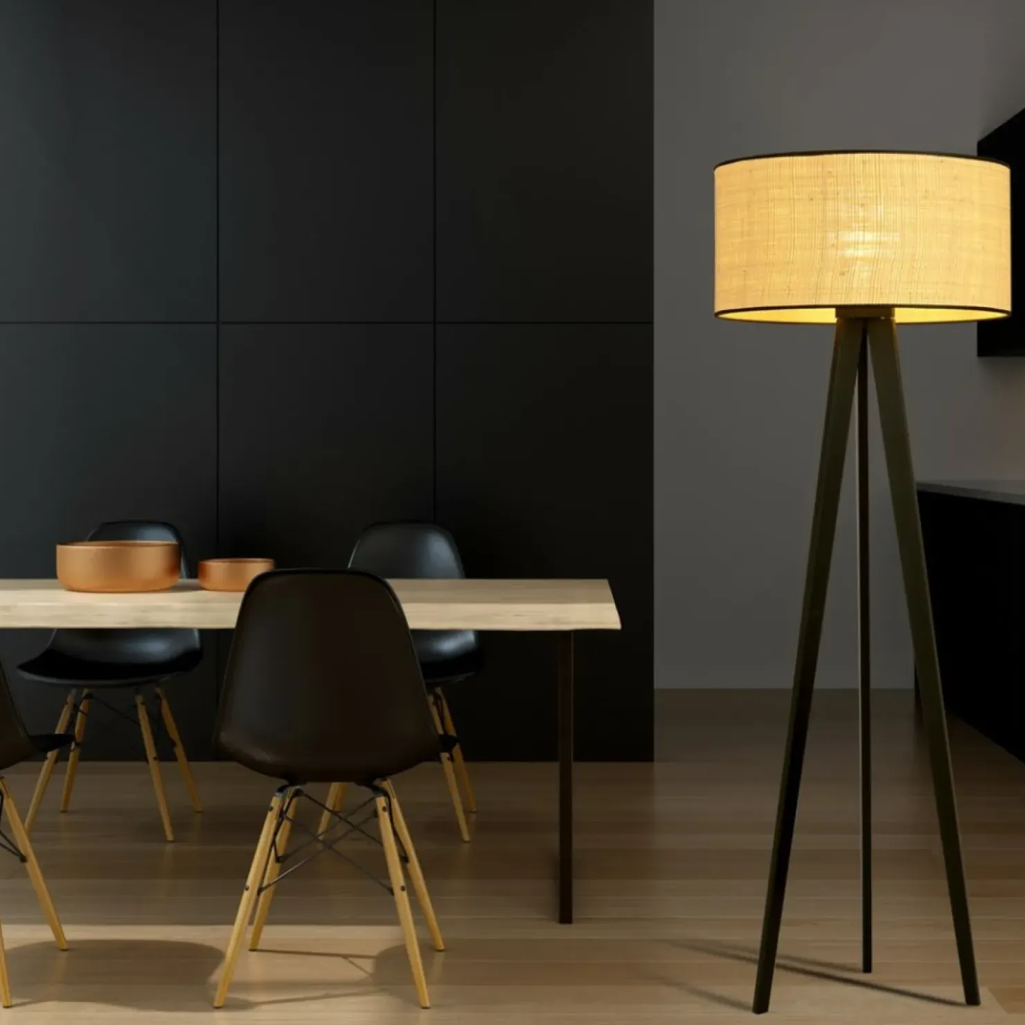 Lampa podłogowa z rattanowym abażurem 1149/LP1 ASTON | Kaja*Sklep Kaja Discount
