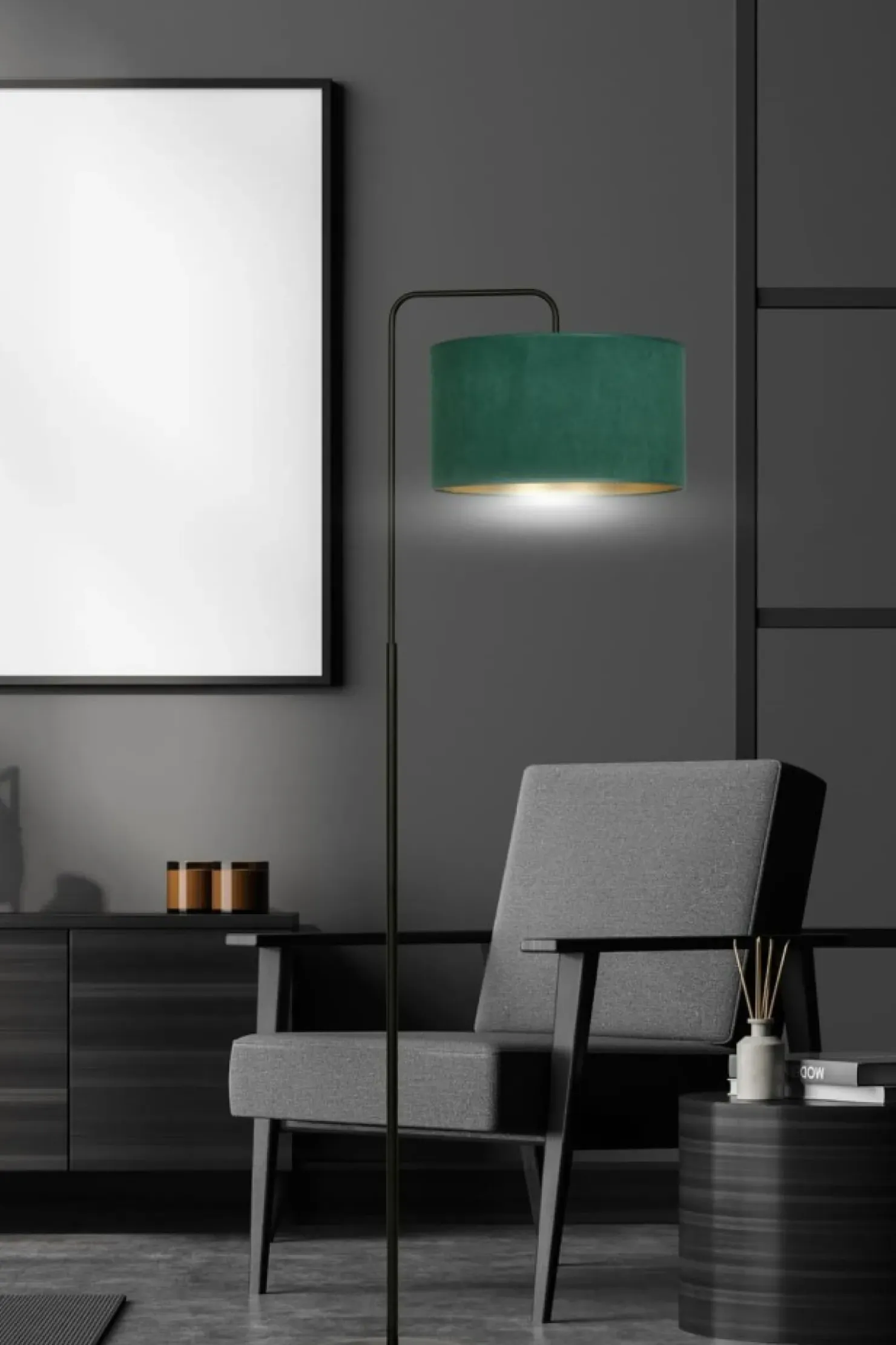 Lampa podłogowa z zielonym abażurem 1051/LP1 HILDE | Kaja Oświetlenie*Sklep Kaja Best