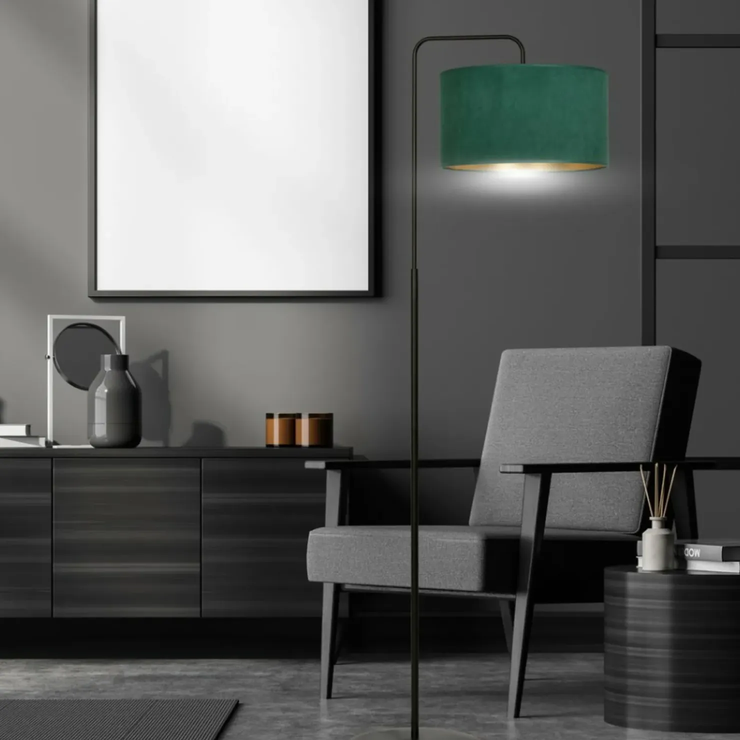 Lampa podłogowa z zielonym abażurem 1051/LP1 HILDE | Kaja Oświetlenie*Sklep Kaja Best